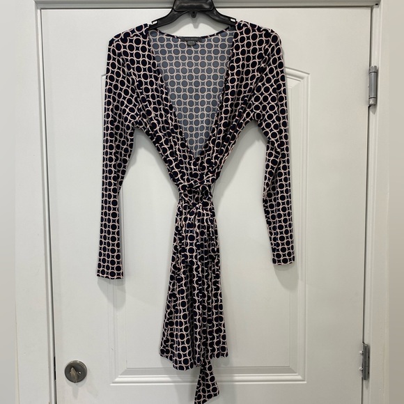 Women’s Wrap Dress; Navy & Red; Polka Dot; Size M - Picture 2 of 4